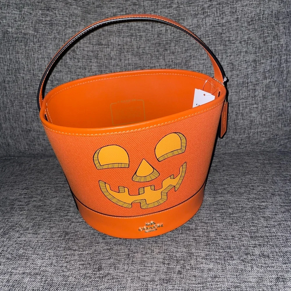 (1) Coach Pumpkin or Black Cat Bucket Purse - Picture 3 of 5
